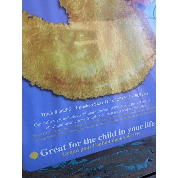 Huggables Latch Hook Duck Shaped Pillow #36205 MCG Textiles 12x12 Rubber Ducky - Picture 2 of 7